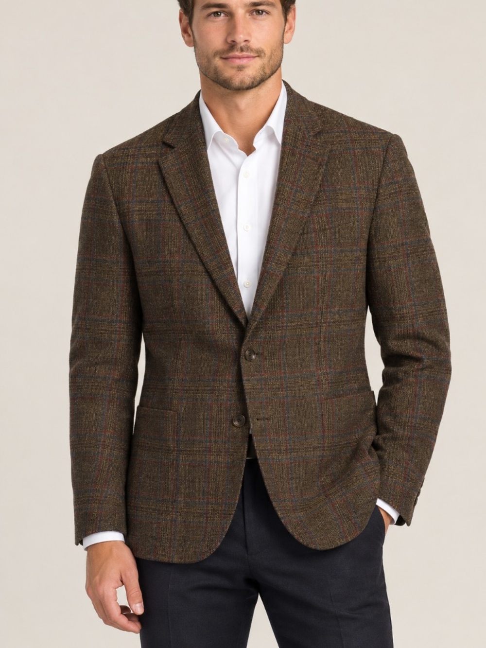 BROOKS BROTHERS 100% Wool Suit Jacket Blazer Plaid Elbow Pad Men’s 42S